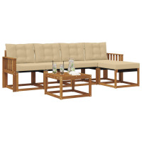 Produktbild för Utomhussoffset med kudde 6 pcs Naturlig och Beige