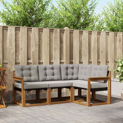 vidaXL Utomhussoffset med kudde 4 pcs Naturlig och Ljus Grå