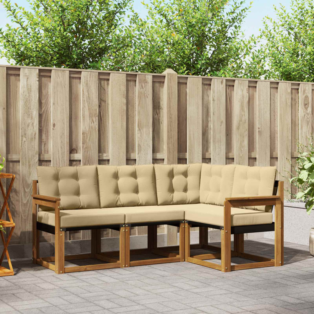 Produktbild för Utomhussoffset med kudde 4 pcs Naturlig och Beige