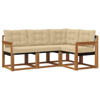 Produktbild för Utomhussoffset med kudde 4 pcs Naturlig och Beige