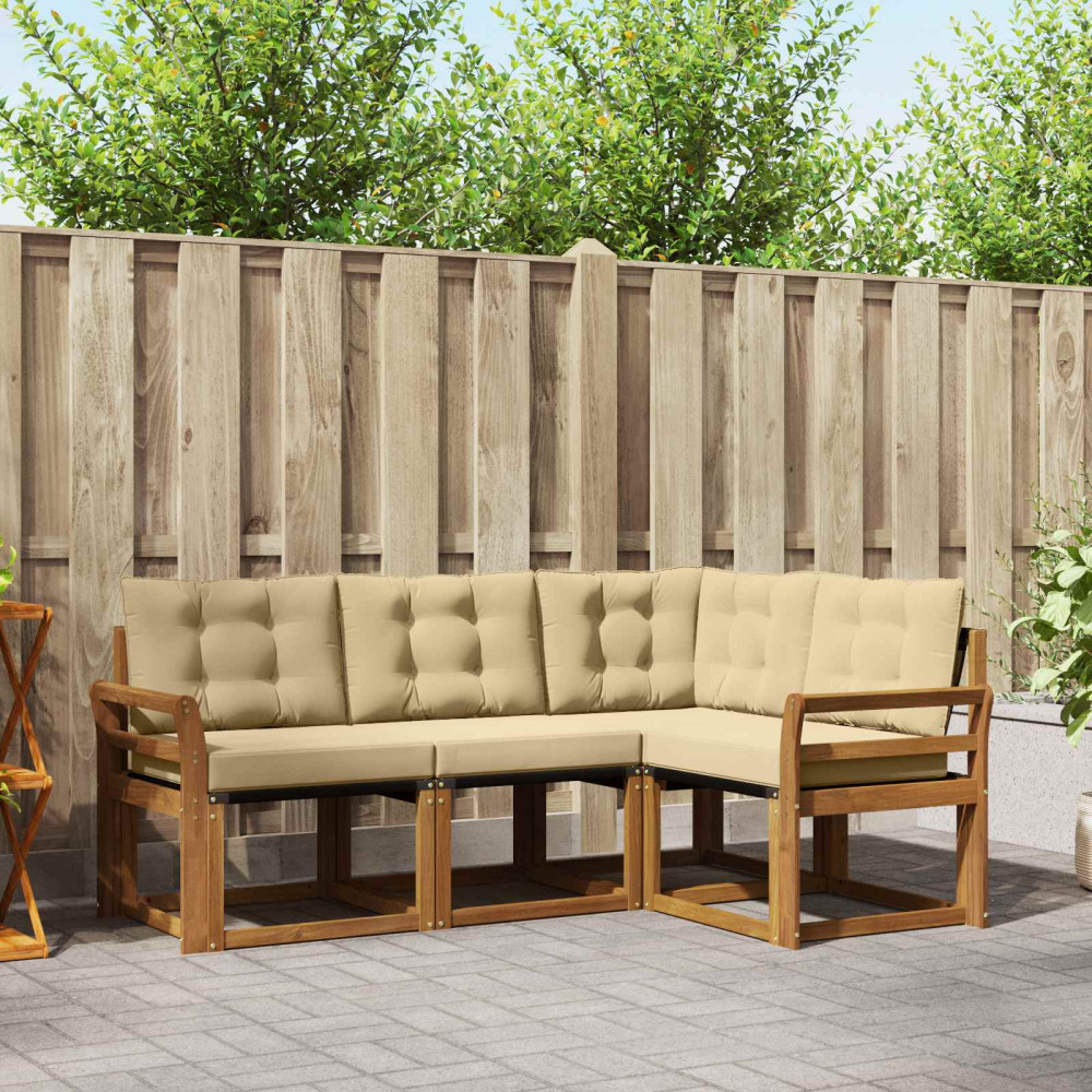 Produktbild för Utomhussoffset med kudde 4 pcs Naturlig och Beige