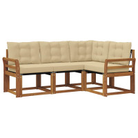 Produktbild för Utomhussoffset med kudde 4 pcs Naturlig och Beige