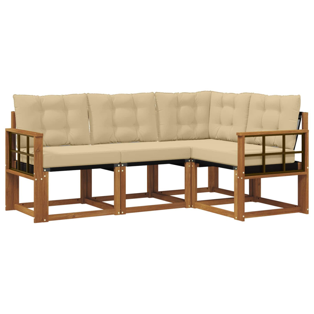 Produktbild för Utomhussoffset med kudde 4 pcs Naturlig och Beige