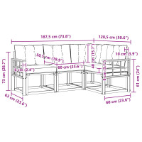 Produktbild för Utomhussoffset med kudde 4 pcs Naturlig och Beige