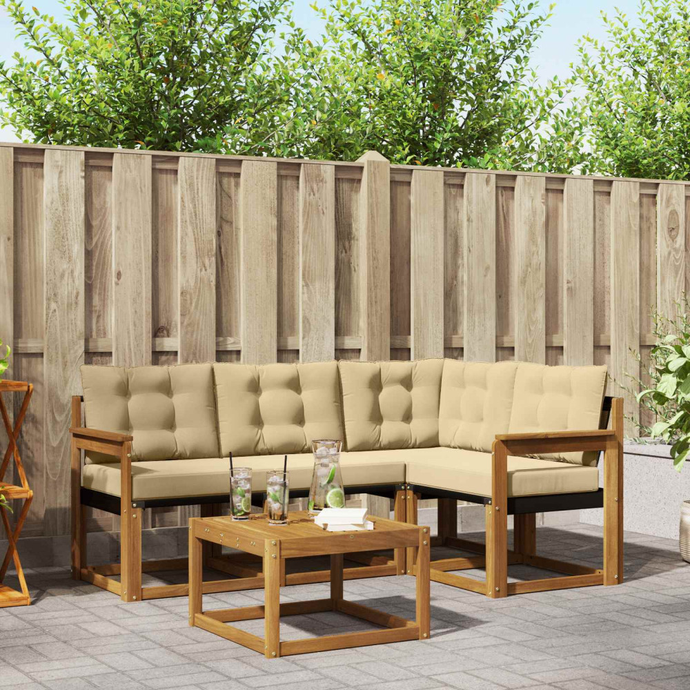 Produktbild för Utomhussoffset med kudde 5 pcs Naturlig och Beige