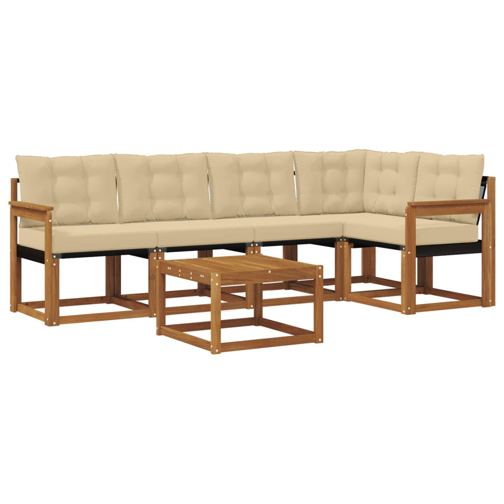 Produktbild för Utomhussoffset med kudde 6 pcs Naturlig och Beige