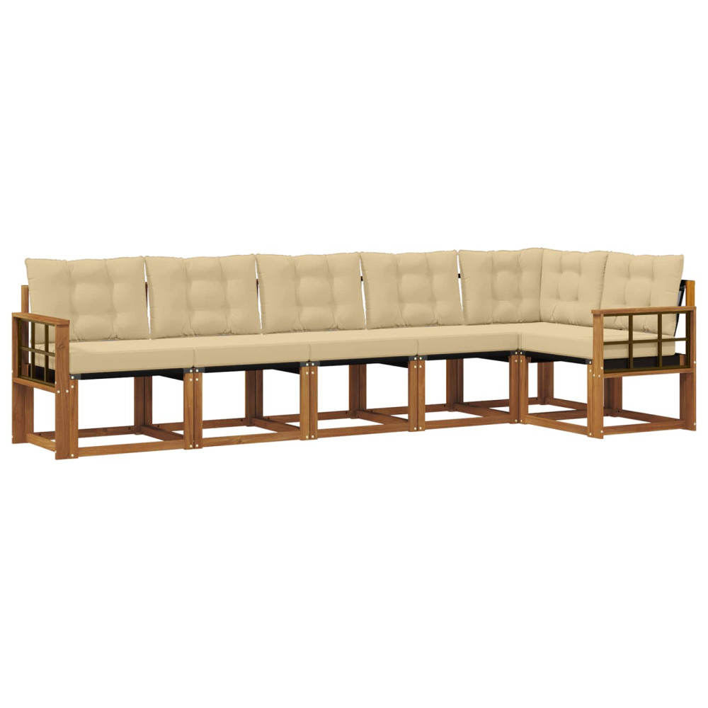 Produktbild för Utomhussoffset med kudde 6 pcs Naturlig och Beige