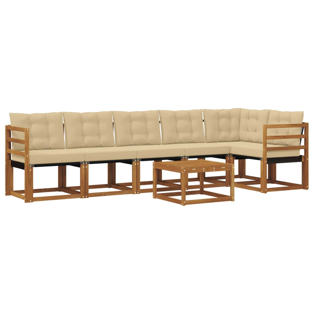 Produktbild för Utomhussoffset med kudde 7 pcs Naturlig och Beige