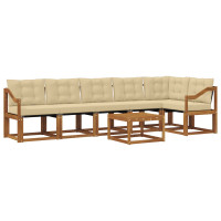 Produktbild för Utomhussoffset med kudde 7 pcs Naturlig och Beige
