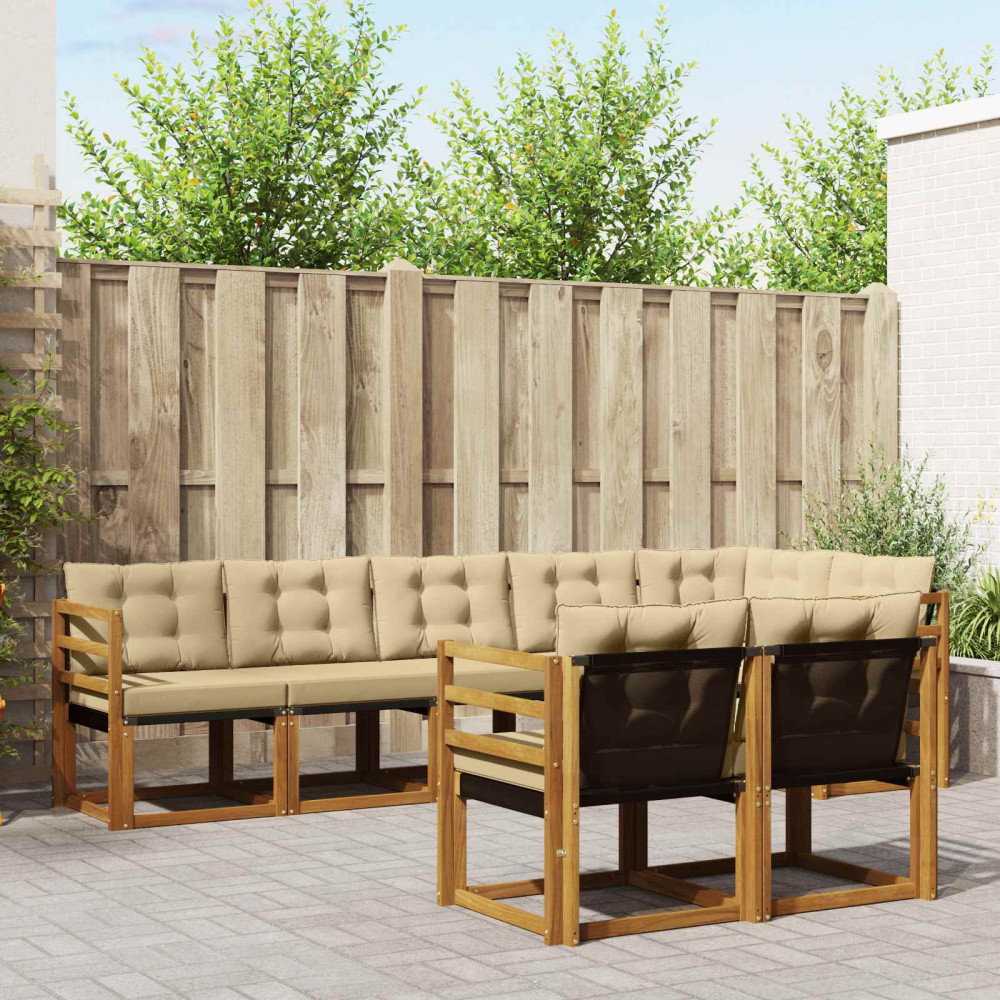Produktbild för Utomhussoffset med kudde 8 pcs Naturlig och Beige