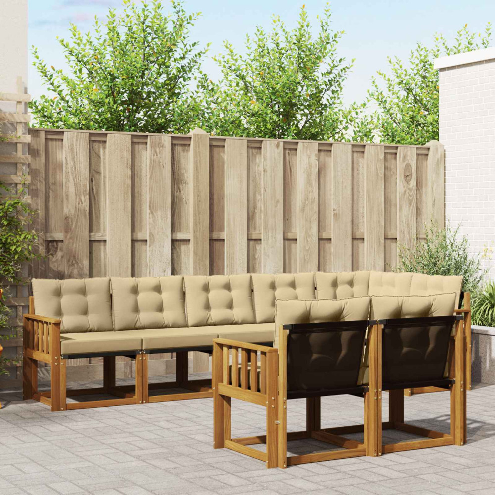 Produktbild för Utomhussoffset med kudde 8 pcs Naturlig och Beige