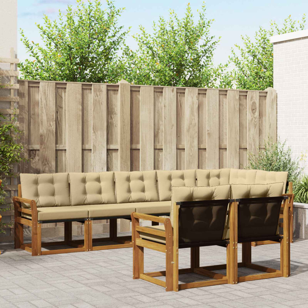 Produktbild för Utomhussoffset med kudde 8 pcs Naturlig och Beige