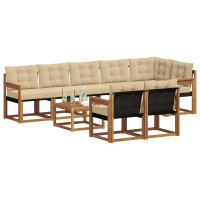 Produktbild för Utomhussoffset med kudde 9 pcs Naturlig och Beige