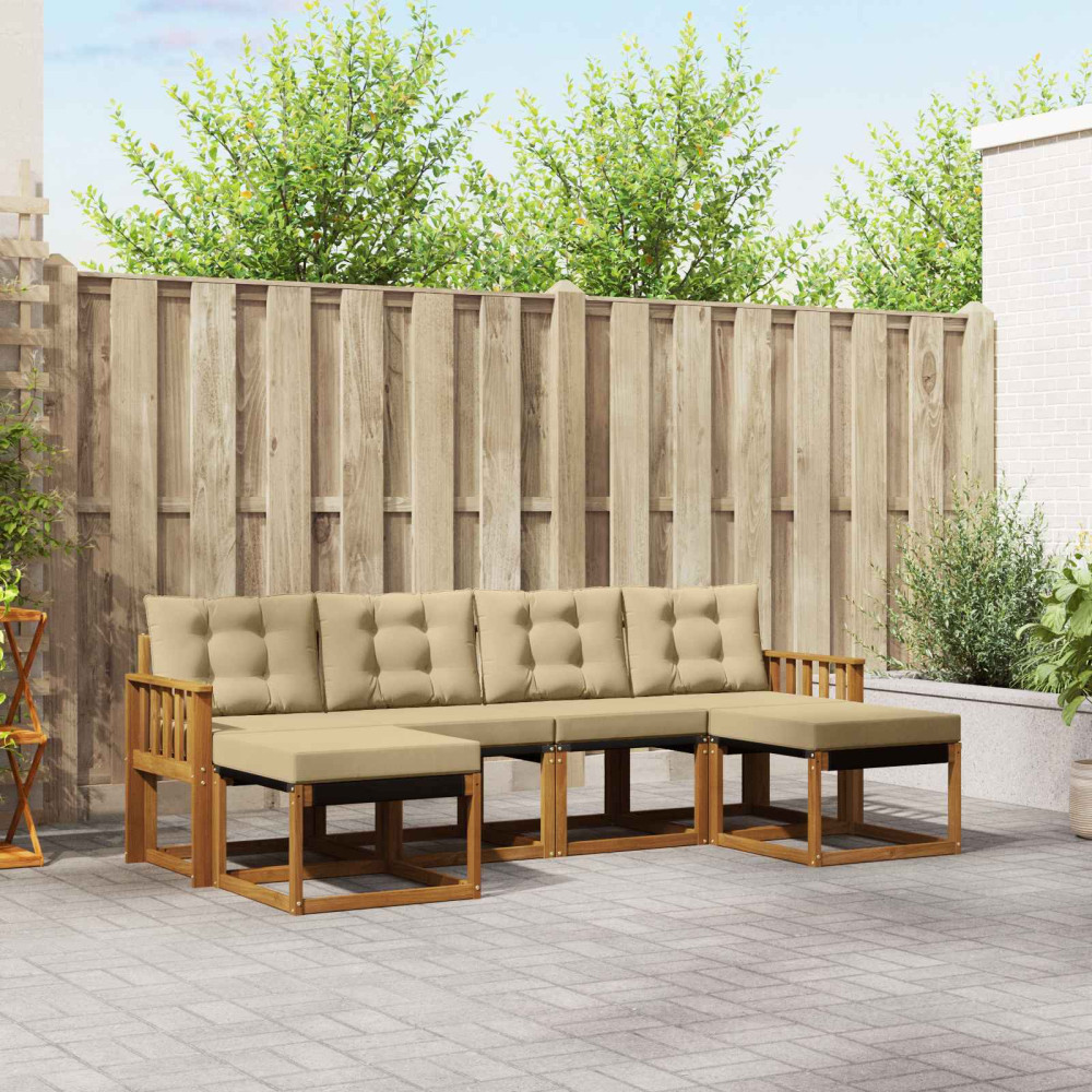 Produktbild för Utomhussoffset med kudde 6 pcs Naturlig och Beige