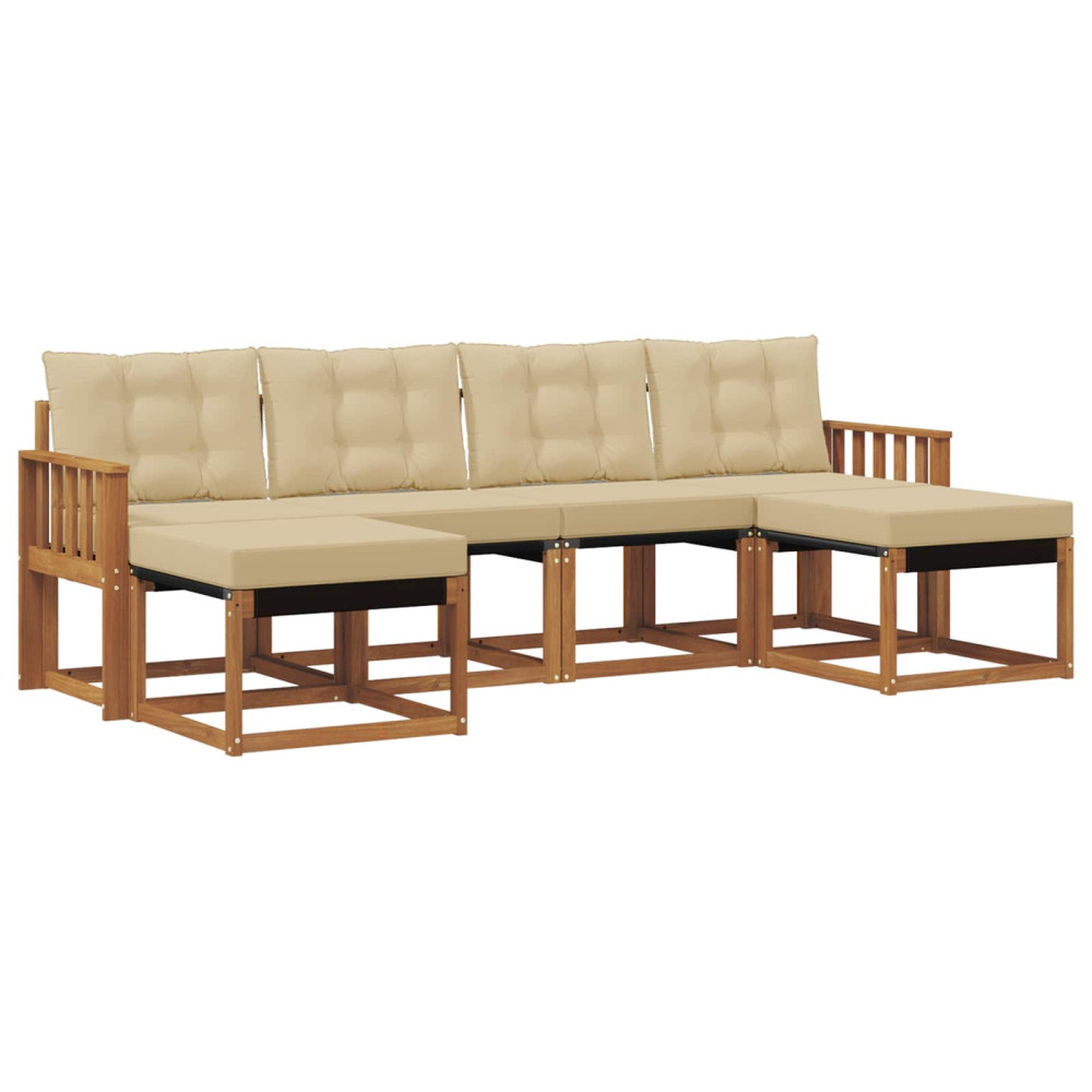 Produktbild för Utomhussoffset med kudde 6 pcs Naturlig och Beige