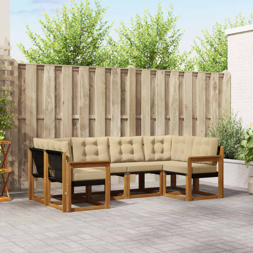 vidaXL Utomhussoffset med kudde 6 pcs Naturlig och Beige
