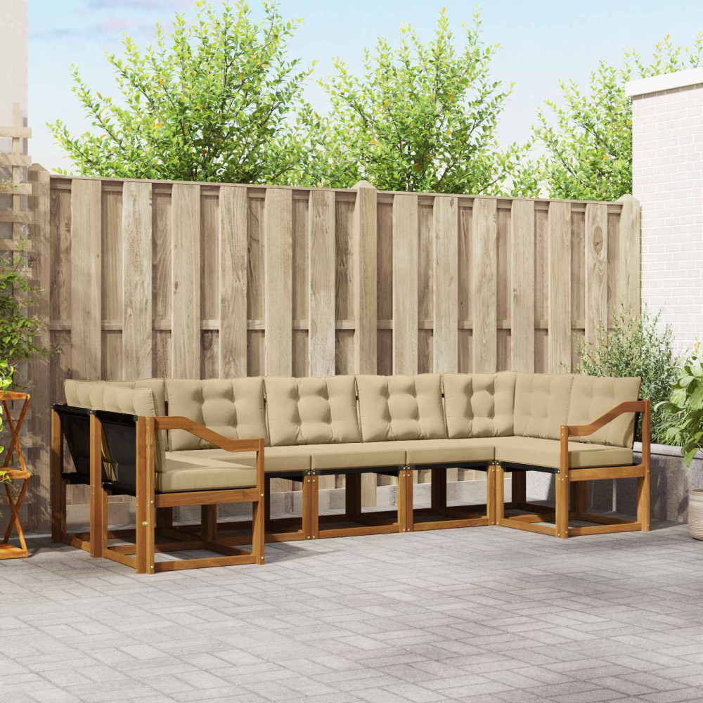 Produktbild för Utomhussoffset med kudde 7 pcs Naturlig och Beige