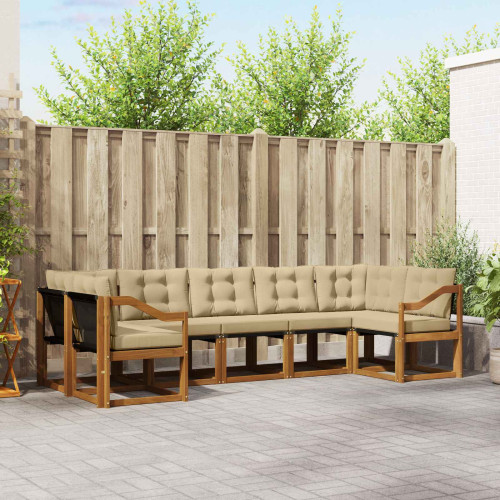 vidaXL Utomhussoffset med kudde 7 pcs Naturlig och Beige