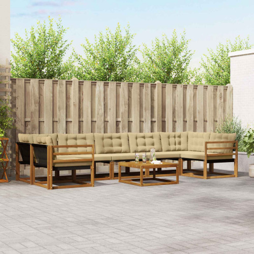 vidaXL Utomhussoffset med kudde 8 pcs Naturlig och Beige