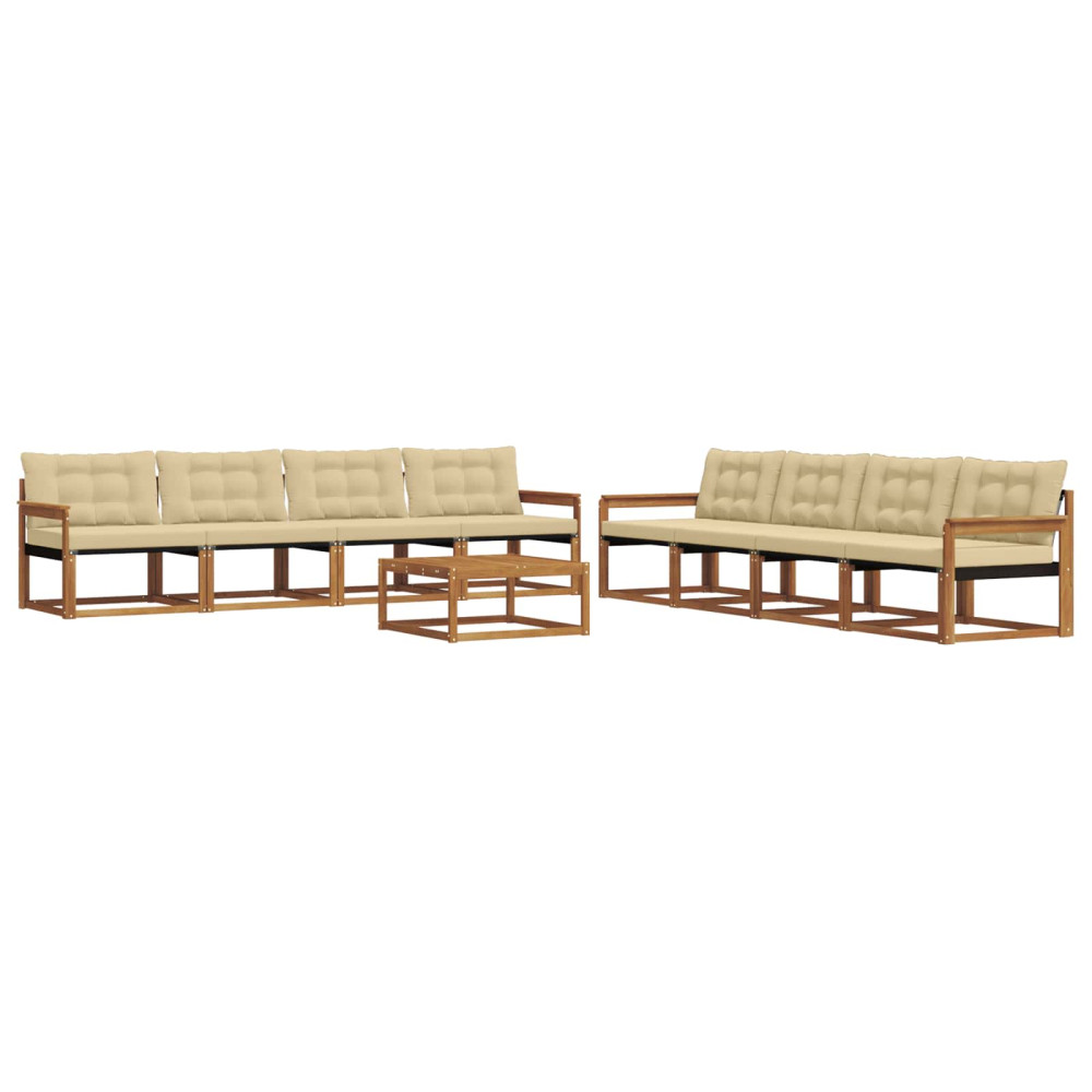 Produktbild för Utomhussoffset med kudde 9 pcs Naturlig och Beige