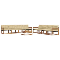 Produktbild för Utomhussoffset med kudde 9 pcs Naturlig och Beige