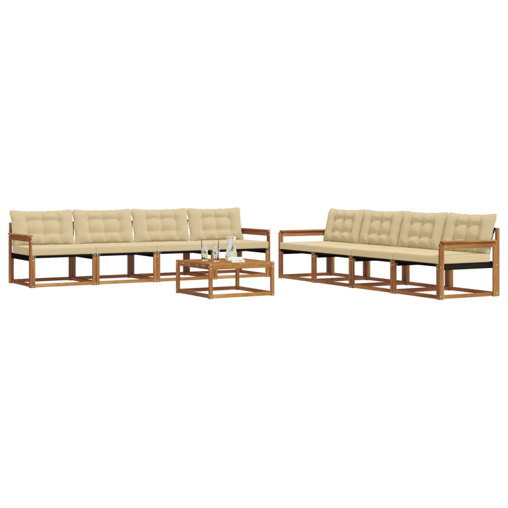 Produktbild för Utomhussoffset med kudde 9 pcs Naturlig och Beige