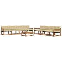 Produktbild för Utomhussoffset med kudde 9 pcs Naturlig och Beige