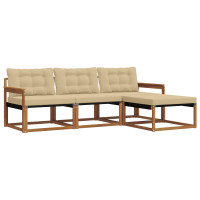 Produktbild för Utomhussoffset med kudde 4 pcs Naturlig och Beige