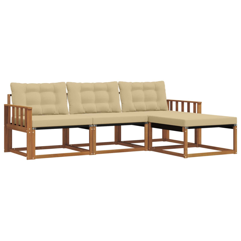 Produktbild för Utomhussoffset med kudde 4 pcs Naturlig och Beige