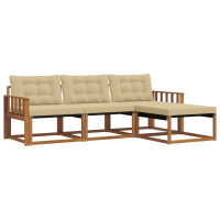 Produktbild för Utomhussoffset med kudde 4 pcs Naturlig och Beige
