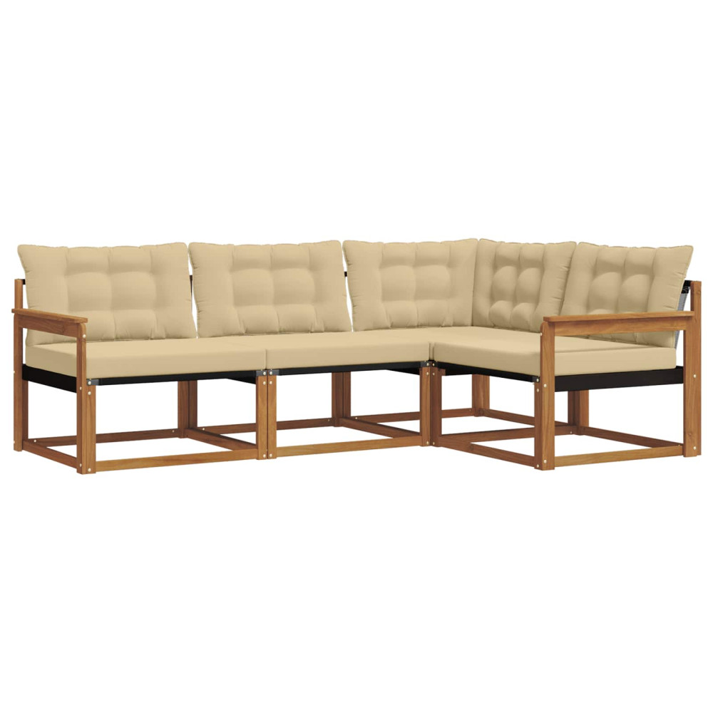 Produktbild för Utomhussoffset med kudde 4 pcs Naturlig och Beige