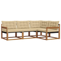 Produktbild för Utomhussoffset med kudde 4 pcs Naturlig och Beige