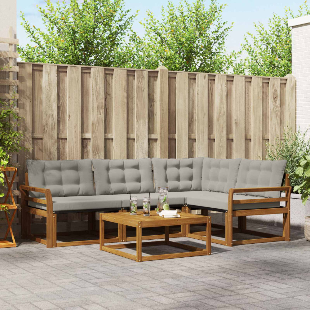 Produktbild för Utomhussoffset med kudde 5 pcs Naturlig och Ljus Grå