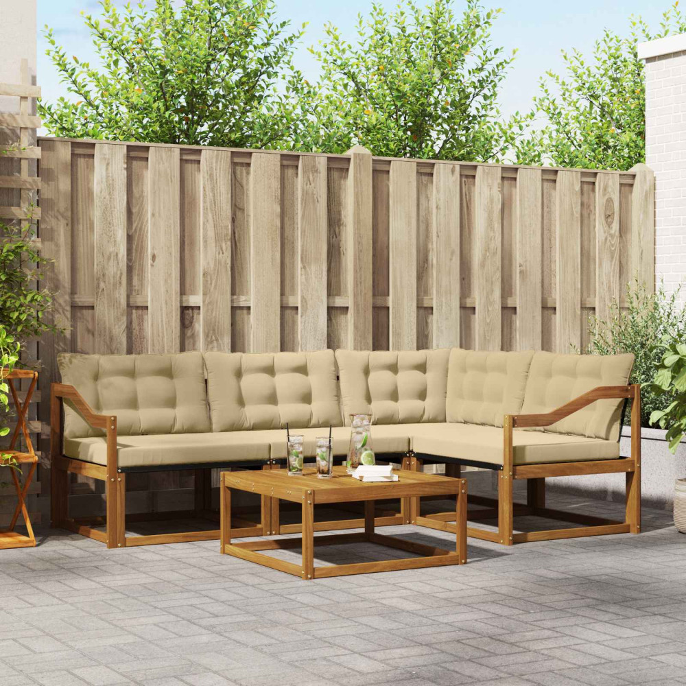 Produktbild för Utomhussoffset med kudde 5 pcs Naturlig och Beige