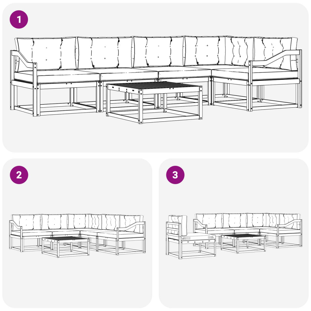 Produktbild för Utomhussoffset med kudde 6 pcs Naturlig och Beige