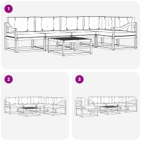Produktbild för Utomhussoffset med kudde 6 pcs Naturlig och Beige