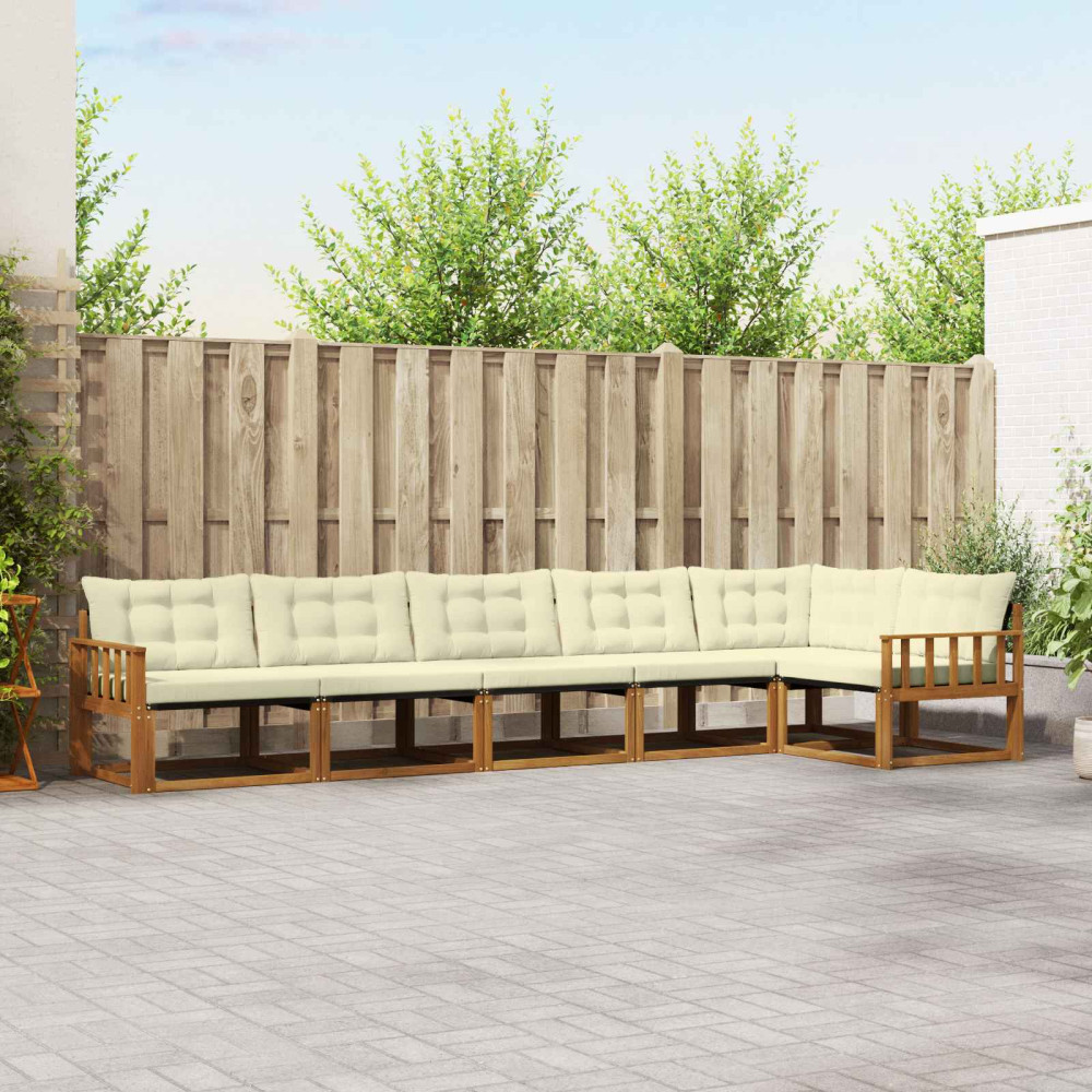 Produktbild för Utomhussoffset med kudde 6 pcs Naturlig och Grädde