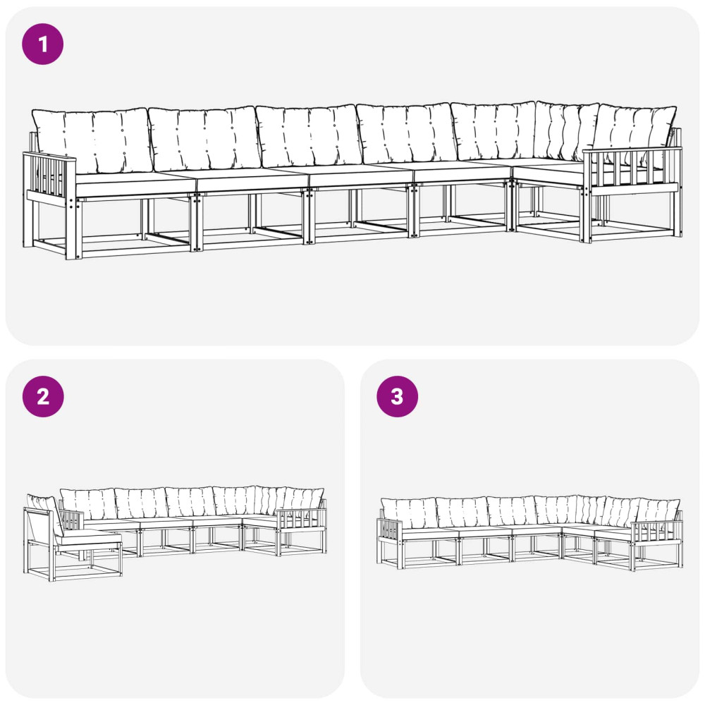 Produktbild för Utomhussoffset med kudde 6 pcs Naturlig och svart