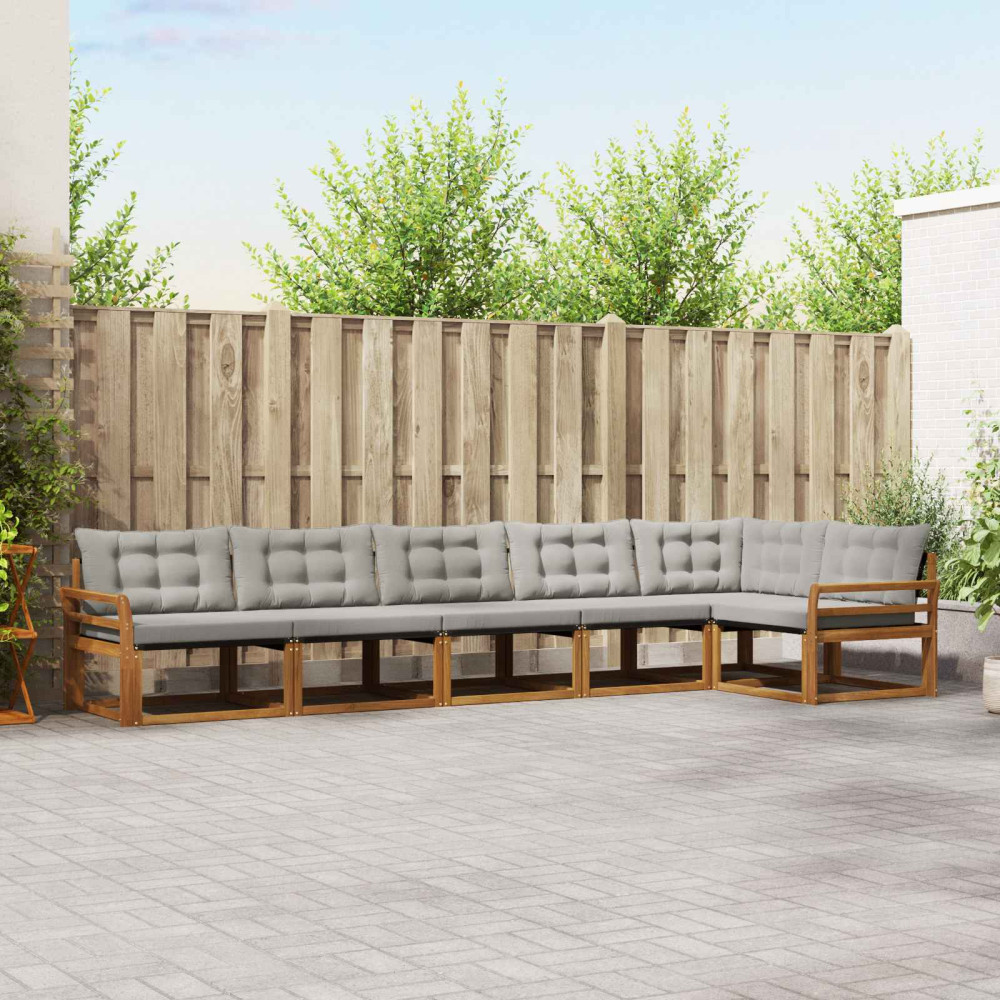 Produktbild för Utomhussoffset med kudde 6 pcs Naturlig och Ljus Grå