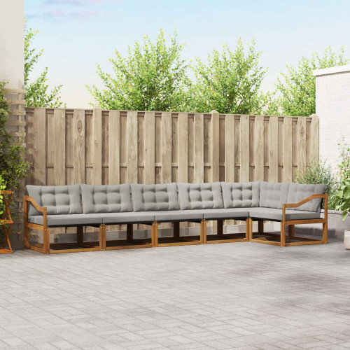 vidaXL Utomhussoffset med kudde 6 pcs Naturlig och Ljus Grå