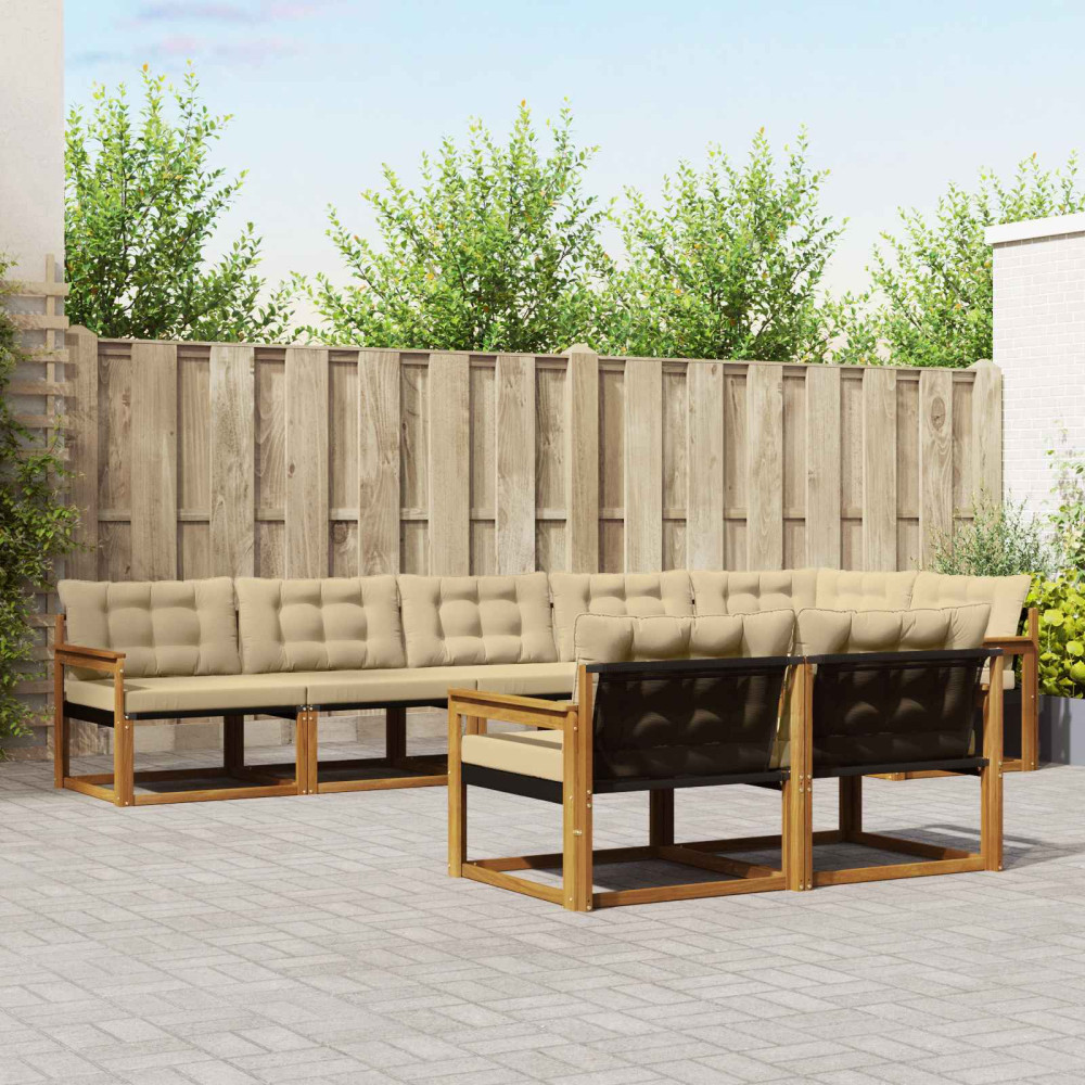 Produktbild för Utomhussoffset med kudde 8 pcs Naturlig och Beige