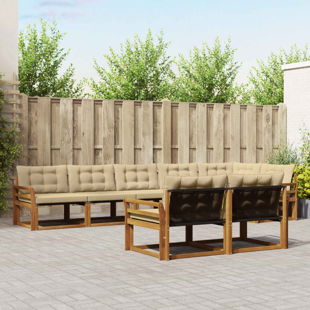 Produktbild för Utomhussoffset med kudde 8 pcs Naturlig och Beige
