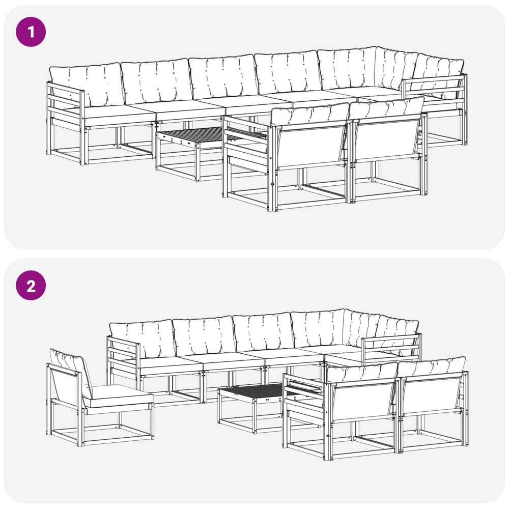 Produktbild för Utomhussoffset med kudde 9 pcs Naturlig och Beige