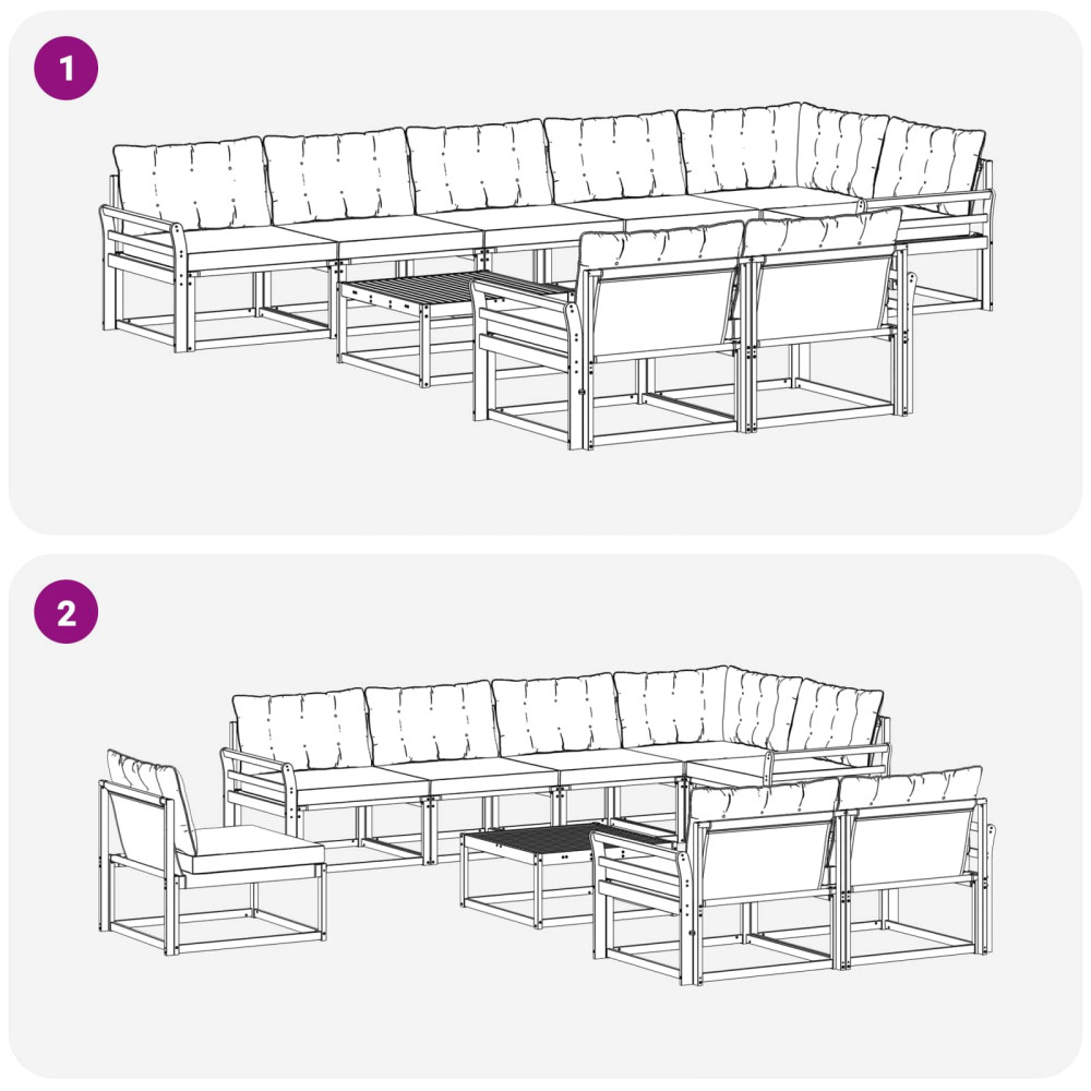 Produktbild för Utomhussoffset med kudde 9 pcs Naturlig och Beige