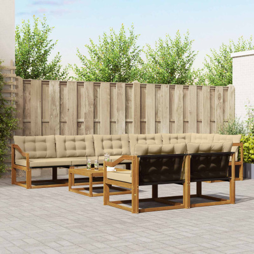 vidaXL Utomhussoffset med kudde 9 pcs Naturlig och Beige