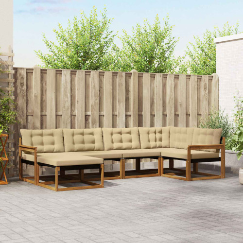vidaXL Utomhussoffset med kudde 6 pcs Naturlig och Beige - Möbelset