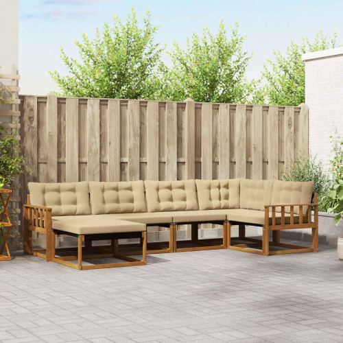 vidaXL Utomhussoffset med kudde 6 pcs Naturlig och Beige - Möbelset