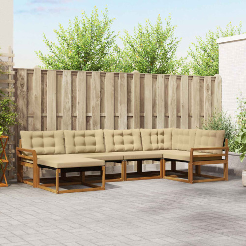 vidaXL Utomhussoffset med kudde 6 pcs Naturlig och Beige