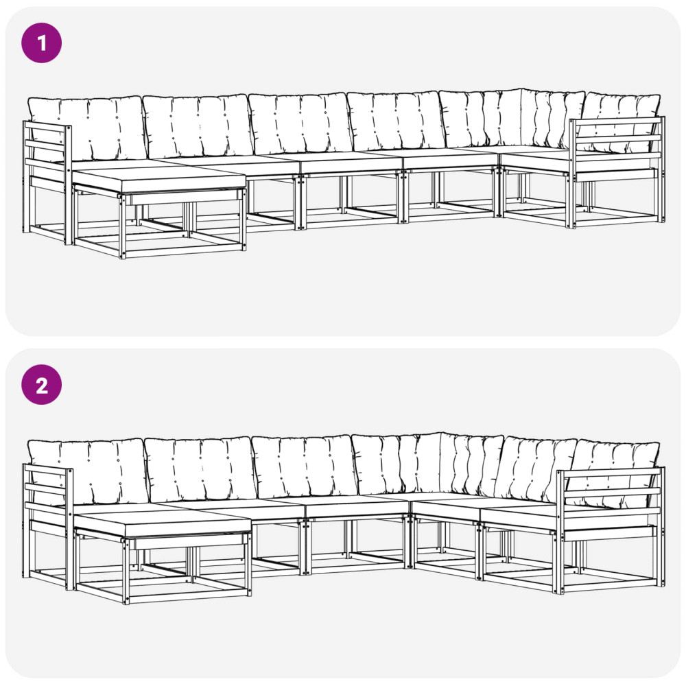 Produktbild för Utomhussoffset med kudde 7 pcs Naturlig och svart