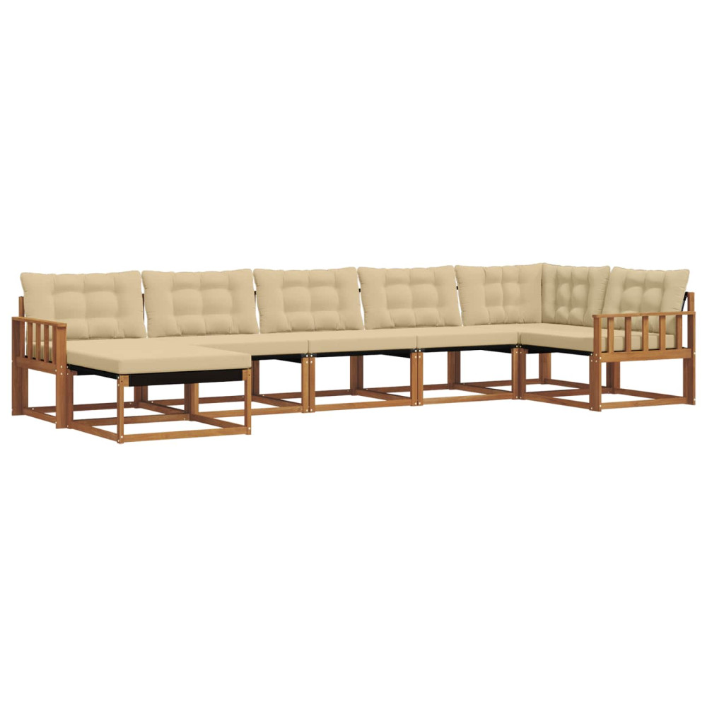 Produktbild för Utomhussoffset med kudde 7 pcs Naturlig och Beige